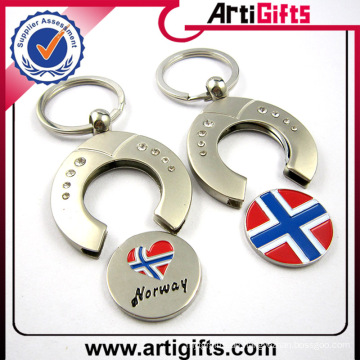 Kundenspezifisches billiges Metallleeres Warenkorbmünzen keychain mit Ihrem Logo